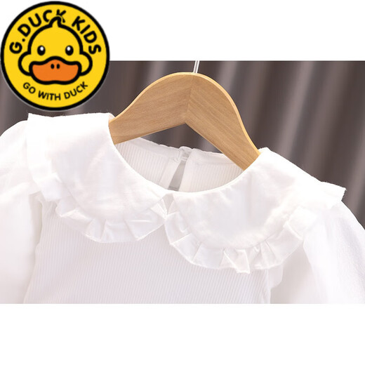 G.DUCKKIDS girls spring denim overalls suit 2024 new style baby clothes 1 to 3 years old baby girl trousers XP denim overalls cover puff sleeve blue 100 recommended age 3-4 years old