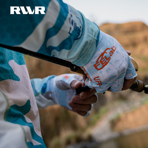 RVVR outdoor UPF50 ice silk sun protection gloves summer five-finger fishing blue M
