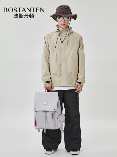 Backpack for men's computer bag canvas high-end schoolbag for college students travel large capacity travel backpack off-white - larger size Plus [can be placed within 18 inches
