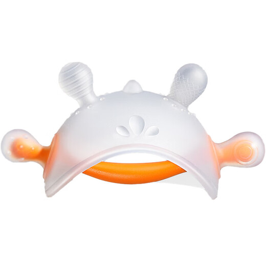 Small month old teether baby molar stick to soothe baby's small mushroom chewing gum to prevent eating hands for 3 months and 6 months, can be boiled, newly upgraded soothing teether orange
