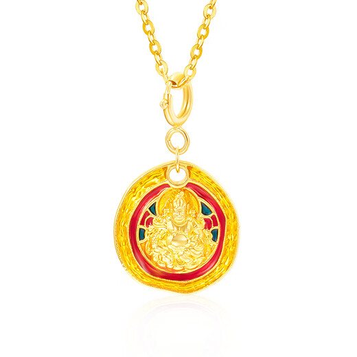 Mingzuan International 18k gold pendant au750 universal buckle God of Wealth pendant fashion trend neck ornament clavicle chain birthday gift for girlfriend
