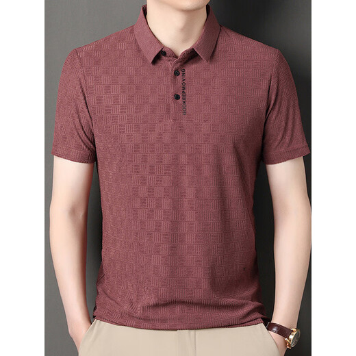 
HaiLan Home (HLA) summer ice silk quick-drying shirt short-sleeved shirt for men thin cool and loose jacquard casual elastic half-sleeved T-shirt 9901 khaki short-sleeved Polo 3XL 185 suggestions 164-179Jin [Jin equals 0.5 kg]