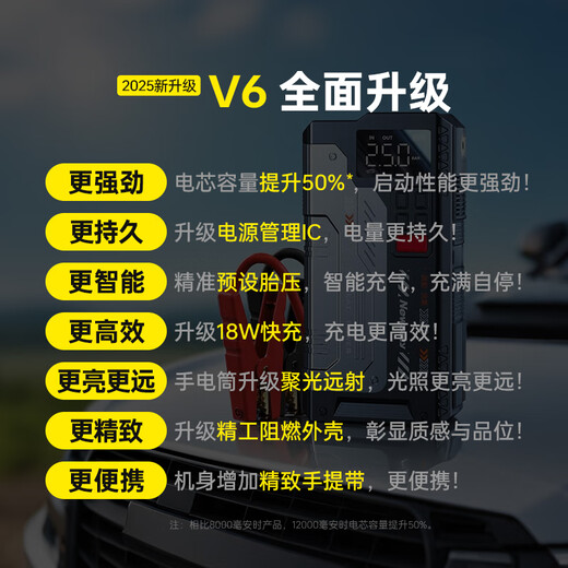 Newman (Newsmy) 3C certified V6 car emergency starting power supply with power bank air pump all-in-one car battery power bank motorcycle air pump outdoor strong start 12000mAh