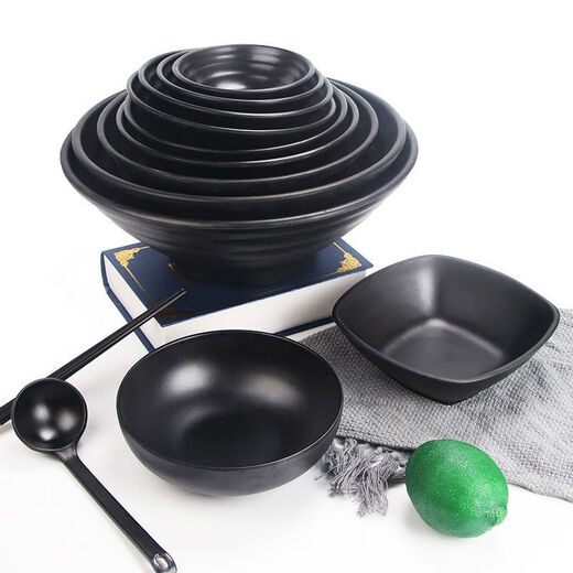 恩寿溯日式牛肉拉面碗商用黑色烤肉拌饭碗汤碗面碗塑料碗仿瓷麻辣烫大碗 W14088寸：600ml.