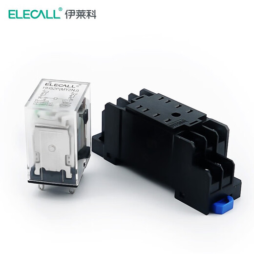 ELECALL HH52P (MY2NJ) small intermediate relay DC two-on-two-off with light and base electromagnetic relay set 8 feet DC24V 5A