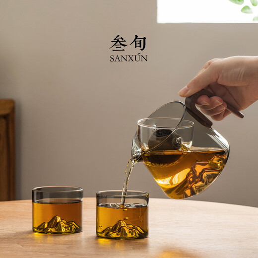Thirty-year-old Yuanshan Zhuanzhuan Teapot Glass Small Green Mandarin Special Tea Water Separation Fair Cup Lazy Tea Making Artifact Set Yuanshan Zhuanzhuan Teapot_Transparent