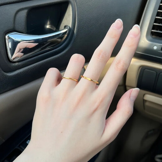 QUAMER Japanese and Korean ultra-fine smooth ring ring for women titanium steel plated 18K gold non-fading ring simple style US size 5