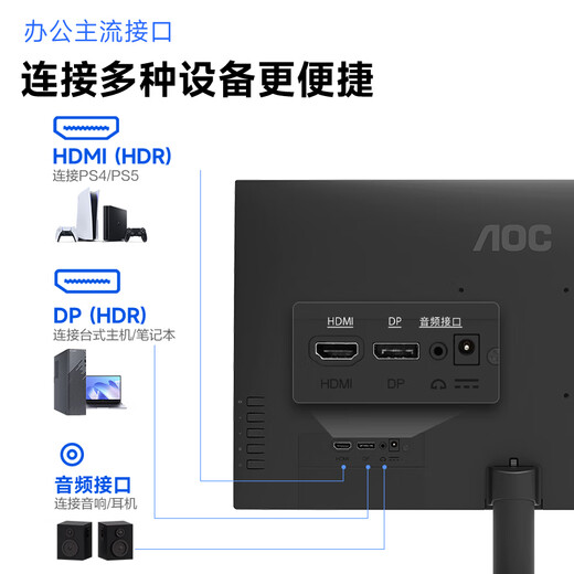 AOC-Monitor 27-Zoll-144-Hz-High-Bürsten-Büro-Spielcomputer-Bildschirm-Hardware, niedriges blaues Licht, Desktop-Erweiterung, Notebook, externer Erweiterungsbildschirm 27E11FN