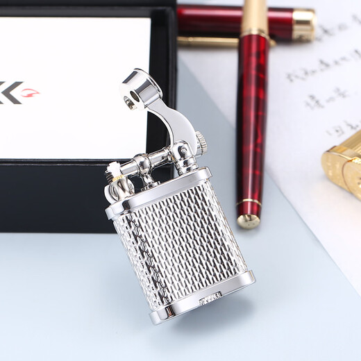 Maduro Italian Palace Lift Arm Lighter High-end Personalized Retro Windproof Kerosene Lighter Gift Box with Brass Movement Silver Set