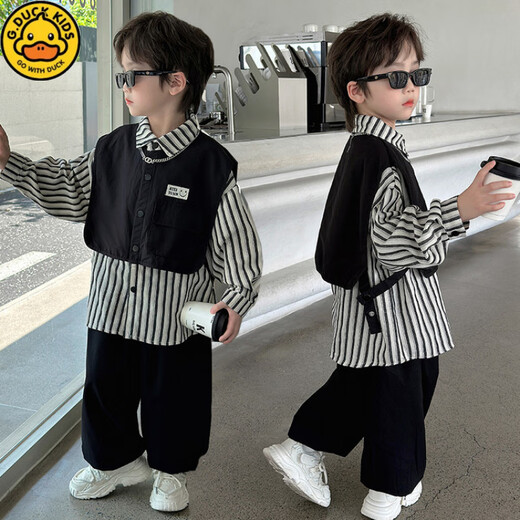 G.duck children's shirt boys early autumn wear 2026 new thin coat handsome boy long-sleeved shirt fake two-piece top picture color 130 recommended height 120-125cm 7-8 years old