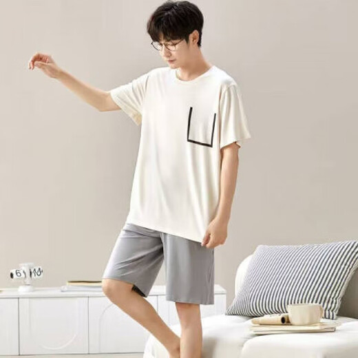 Wanqin pyjamas short et short en liberté d'été masculin et un costume de vêtements de maison de grande taille d'été usure l [construit 6624 vêtements pour la maison masculine 3xl [recommandé 160-180jin [Jin est égal à 0,5 kg]]]