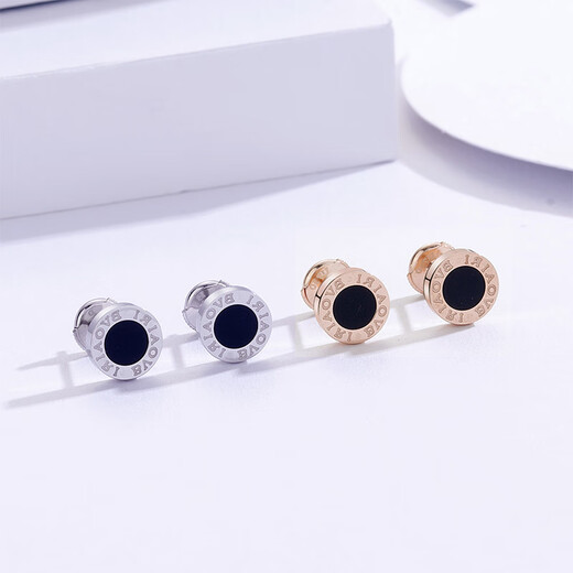 Fat Donglai's same style earrings single 18k gold for men and women 18K gold rose gold silver screw flying saucer round cake shaped ears small rose gold pair with ordinary earplugs This item