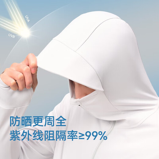 Pelliot sun protection clothes for men, anti-UV skin windbreaker, ice silk sports coat, summer thin fishing suit, UPF50+ for men, polar white L