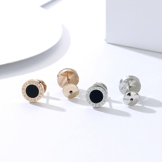 Fat Donglai's same style earrings single 18k gold for men and women 18K gold rose gold silver screw flying saucer round cake shaped ears small rose gold pair with ordinary earplugs This item