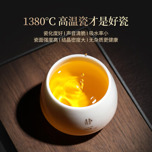 Unclumsy mutton fat jade master cup single cup for tea drinking Dehua ceramic kung fu tea cup free white porcelain Zen cup