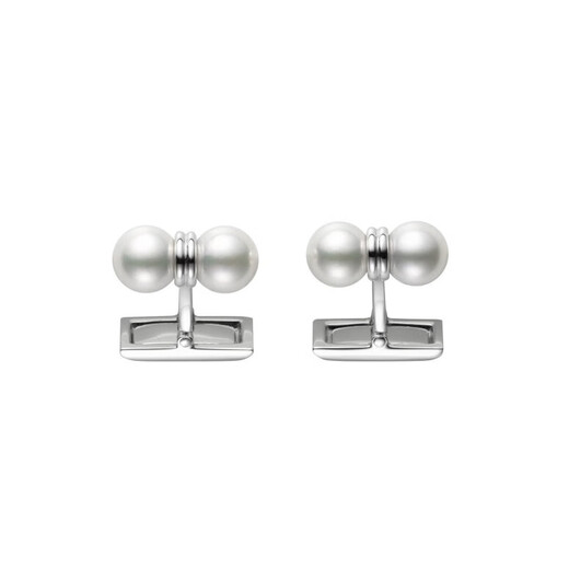 Mikimoto men's pearl cufflinks, exquisite and simple, silver, low-key, luxury, formal suit accessories, gift for husband, PF-307S | 7mm pearls, 2 pieces