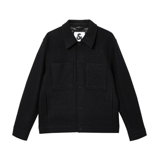 JACK&JONES men's autumn woolen coat solid color daily commuting wool shoulder lapel multi-pocket coat 225327002