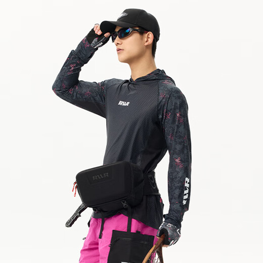 RVVR outdoor cool sun protection fishing clothing men's summer breathable quick-drying lure anti-lightning black S