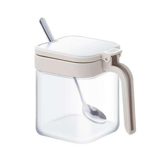 Qinkai's new seasoning box set household kitchen seasoning bottle storage box with lid seasoning bottle sealed seasoning jar seasoning box milk white one seasoning jar + spoon + sticker