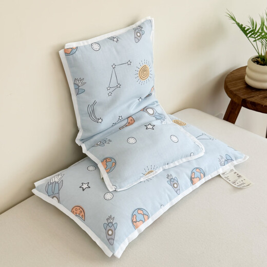 Yalu Class A 100% Cotton Children's Cotton Pillow Pair Pack 3-6-12 Years Old Kindergarten Baby Nap Pillow Core Removable and Washable Rainbow Planet Single Pack Class A 100% Cotton 30*50cm 100% Cotton Inside and Out Removable and Washable