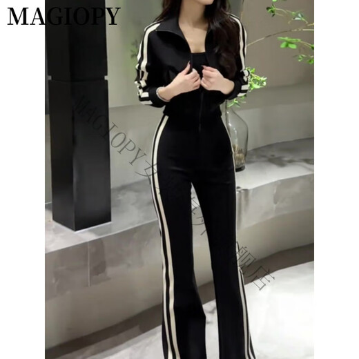 MAGIOPY international luxury high-end brand European station suit women's spring 2025 new hot short black jacket top black two-piece set S (100Jin Jin is equal to within 0.5 kg)