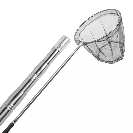 Stainless steel copy net complete set thickened telescopic rod net pocket fish net set anti-hanging fishing net fish folding net fishing gear Reinforced yellow rod + 40 hollow circle + 4mm nano net three-section telescopic 1.8 meters