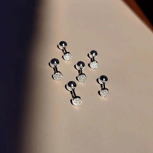 European painting sterling silver earrings for women 999 pure silver temperament simple ear piercing sleep-free diamond earrings earrings women's ear bone nails round zircon earrings