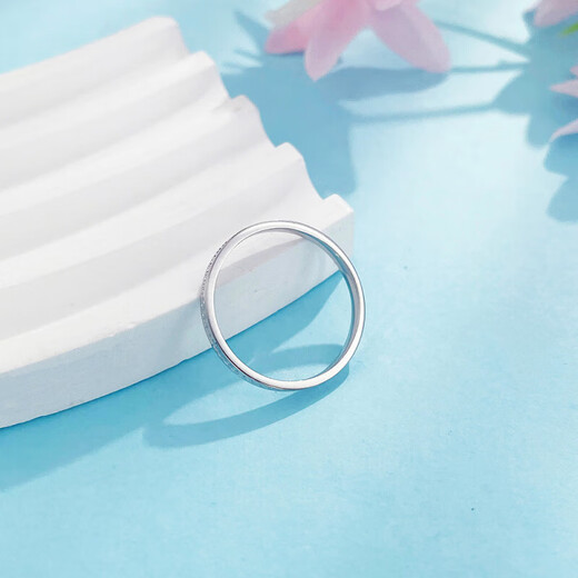 Laofu gold platinum ring pt950 platinum imitation diamond pair ring couple proposal ring birthday Chinese Valentine's Day gift for girlfriend and wife 11 rings about 2.09g