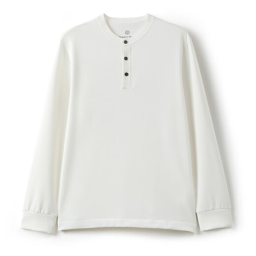 ROSURE S DENZEL 240712001 Luxurious old money style customized fabric Henry collar men's casual pullover sweatshirt bottoming shirt moonlight white one size 50