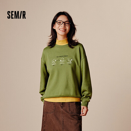 Semir Snoopy series sweatshirt for women, cartoon dropped shoulders, loose clothes, personalized autumn design pattern 101524116009