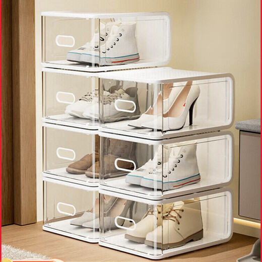 Japanese transparent shoe box, shoe storage artifact, space-saving, thickened shoe rack, shoe cabinet, acrylic doorway for shoes, medium size, within 45 yards, 5 pieces of Love Horse Orange, 21x32x13cm