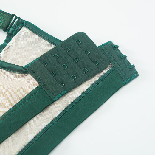 Fenton contient des sous-vêtements de soutien-gorge push-up en soie de mûrier sexy en dentelle anti-secouement pour femmes sans jantes en fil vert paon 75A / 34A