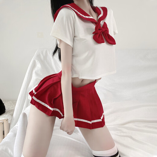 2H&2D水手服校园JK制服诱惑性感免脱睡衣服激情午夜魅力套装cr 黑色JK制服+9756 镂空连体网衣裙 均码 80-125