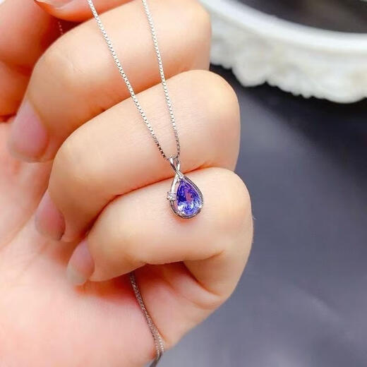 DRJEFUN new drop-shaped gemstone necklace for women 925 silver gold-plated inlaid with natural tanzanite diopside citrine pendant green diopside