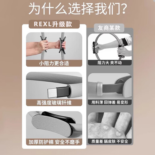 REXL German men's resistance circle leg muscle training device Pilates magic circle for middle-aged and elderly people, space gray-basic model, resistance 18kg