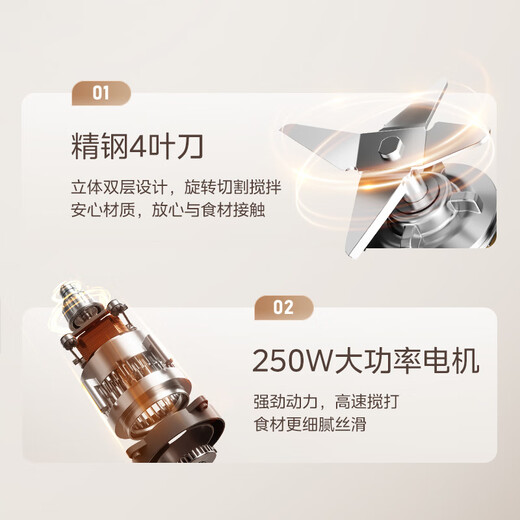 Midea Juicing and Cooking Machine Juicing Cup Multifunctional Easy-to-Clean Household Small Blender Rice Paste Juice Machine Baby Food Complementary Machine Three Cups MJ-WBL2507C