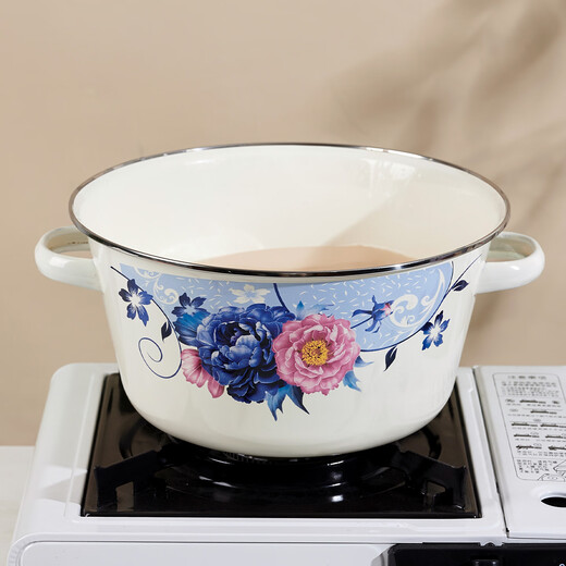 Yupinjia lard tank enamel basin high temperature resistant old-fashioned national style lard special container with lid large capacity enamel enamel bowl enamel basin 24cm 1 piece 3.2L