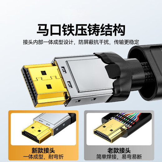 Shanze HDMI cable version 2.1 2 meters 8K60Hz 4K240Hz laptop TV box connected to monitor projector HD video cable compatible with HDMI2.0 HW20