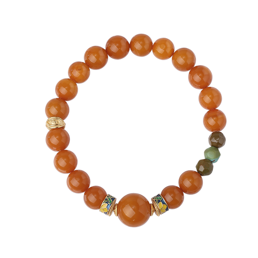 Potala Palace Beeswax Green Pine Bracelet 925 Silver Tibetan Playplate Playing Agate Bracelet Men and Women Birthday Gift for Boyfriend