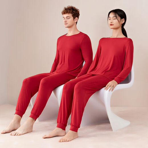Yalu leichter Luxus -Pyjamas für Frauen 2025 Neues modales Paar runder Nackenpullover, um ihre Füße zu binden, können sich außerhalb von Heimkleidung Dunkelblau/hellblau tragen [683t Frauenstil] l