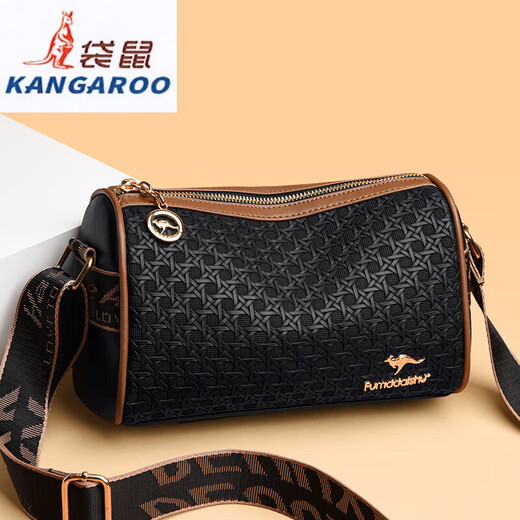 袋鼠（KANGAROO）2025女包圆筒包包女真皮新款枕头包大容量女士百搭单肩斜挎包 米白色