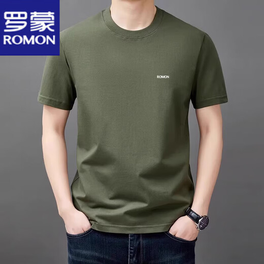 罗蒙（ROMON）短袖t恤男夏季新款中青年圆领宽松透气半袖上衣服休闲凉感体恤衫 YS9929黑色【带标】 3XL 125【180-200斤】