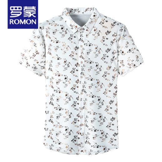 罗蒙（ROMON）25夏季新款男装短袖衬衫薄款衬衣时尚潮流休闲爸爸装上衣 9898金色 3XL 185