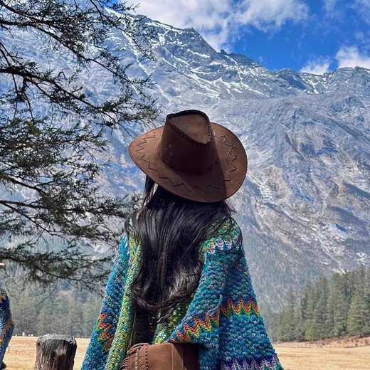 Western cowboy hats for men and women, prairie sun protection hats, desert sun hats, seaside travel artifacts, mountaineering hats, coffee color main picture style