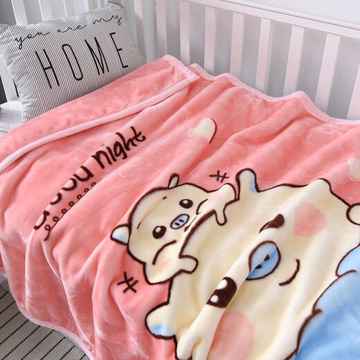 Ye Yu Kindergarten Quilt Baby Blanket Baby Cover Blanket Windproof Blanket Double-layer Double-sided Velvet Thickened Warm Autumn and Winter Blanket Large Bottle Powder 100x120 1.3Jin Jin equals 0.5kg Simple packaging for personal use