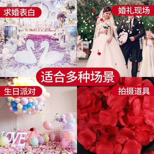Simulated fake rose petals proposal arrangement wedding room decoration wedding red pink romantic wedding hand sprinkled flowers white (100 pieces)