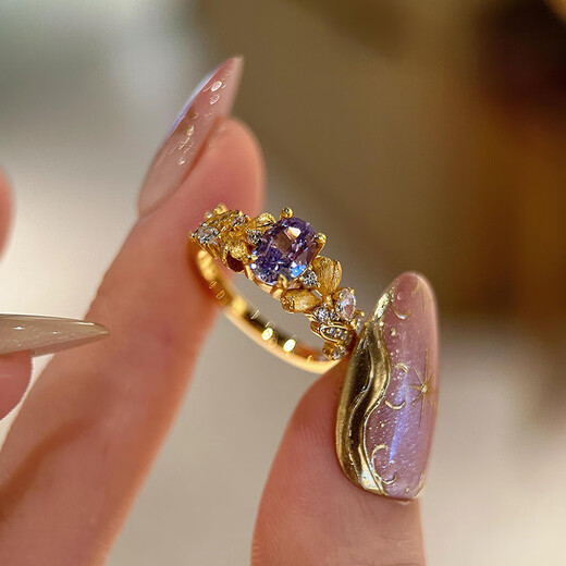 Qingyi gold bauhinia ring for women new style 999 pure gold niche design ring for girlfriend Chinese Valentine's Day gift 10 circle size gold about 3.7g-3.8g