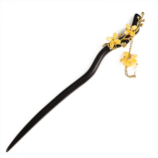 New antique ebony hairpin with hand-carved flowers, retro style and elegant Valentine's Day gift, red sandalwood and osmanthus hairpin
