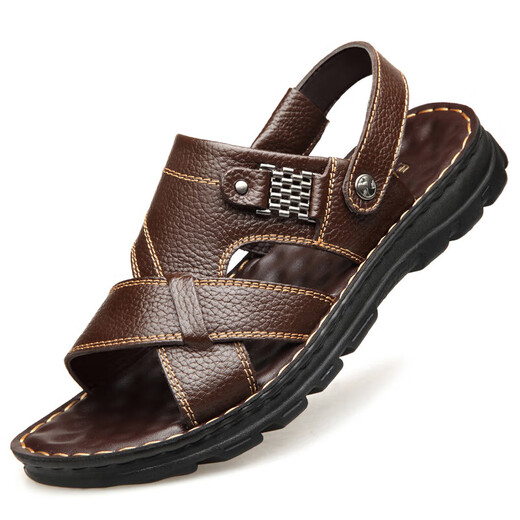 Red Dragonfly Offizielle Website Offizielle Website der offiziellen Ladenwebsite [Real Cowide] Erste Schicht Cowide Sandalen für Männer echte Leder -Sommer -Männer Sandalen für Männer 9928 Black Top Layer Cowhide 39