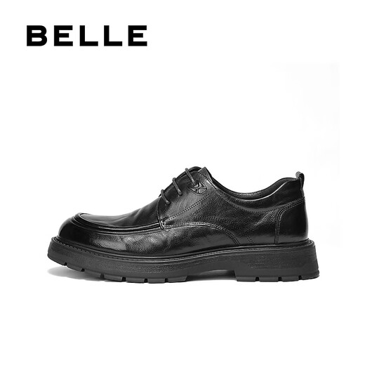 Belle Thick Sole Business Shoes Men's Shoes 2025 Winter New Shopping Mall Same Style Cow Leather Casual Leather Shoes 8VU01DM5 Black 42 (260mm)